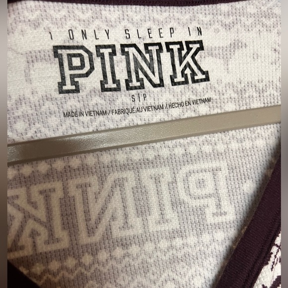PINK VS Thermal Sleep Holiday Pajama Shirt Size Small - Picture 3 of 4